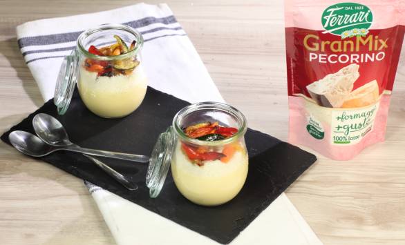 Crema pasticcera salata con verdurine arrostite